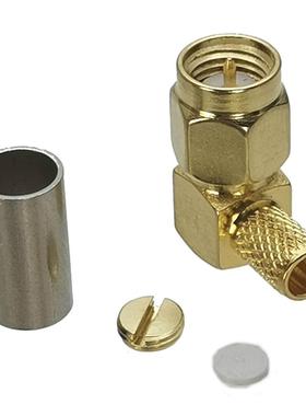 1Pcs Connector SMA Male plug Right angle Crimp For RG58 RG14