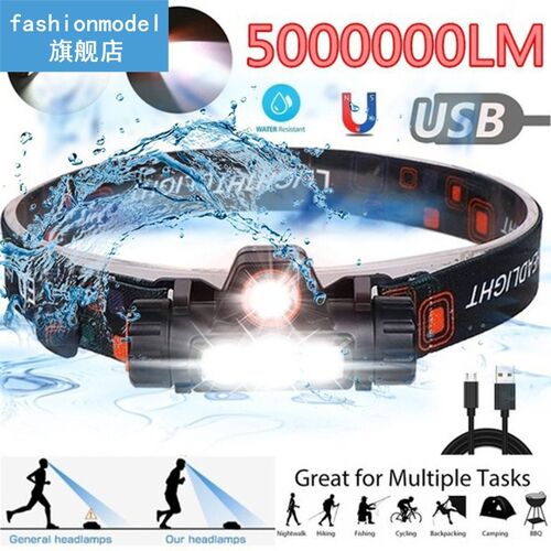 Practical COB LED Rechargeable HeadlampTorch Headlight Flash