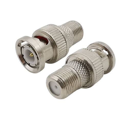 2Pcs BNC Male Plug to F Female Jack RF Coax Adapter Metal Si