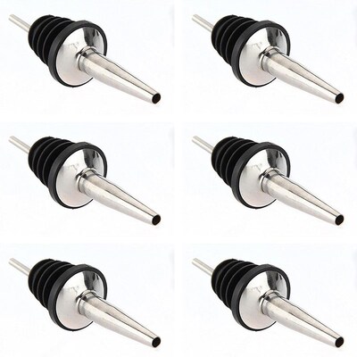 6Pcs Stainless Steel Spirit Wine Bottle Pourer Stopper Free
