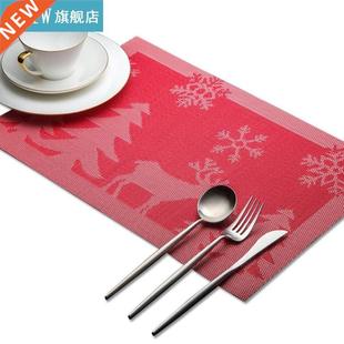 4Pcs/Set Christmas Table Mat Heat Resistant Placemats PVC Ta