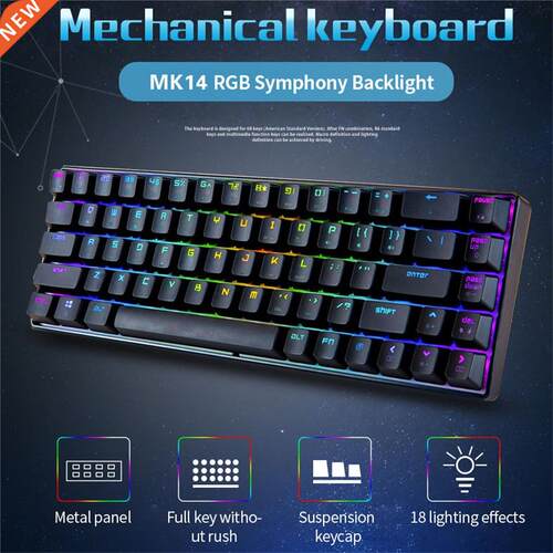 Mechanical Gaming Keyboard Computer Keyboard Gamer RGB 68-ke