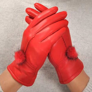 Ms sheepskin} {the first layer leather gloves in the winter