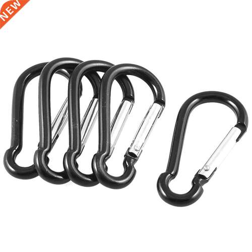5 Pcs Black Aluminum Alloy Gate Clip Carabiner Hook