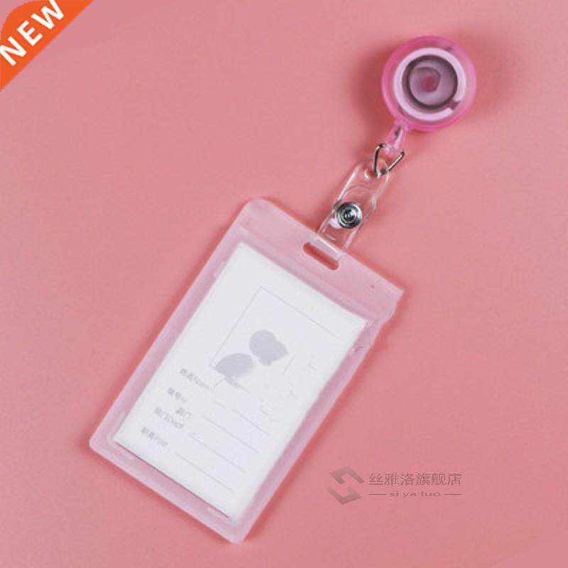 plastic retractable transparent badge holder elastic badge