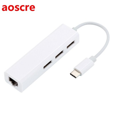 USB C to Ethernet Adapter Type-C to USB2.0 Hub with RJ145 In