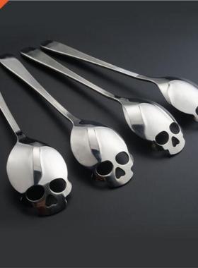 Stainless Steel coffee Scoop Skull shape Dessert Spoon Food