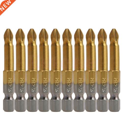 10x Anti Slip Bits Single Side Hex Shank PH2 50mm H02