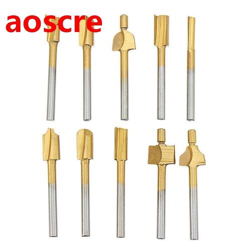 10Pcs HSS Router Bits Wood Cutter Milling 1/8quot; 3mm Shan