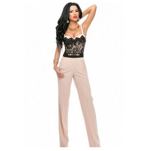 Mono mujer verano Sweetheart Lace Top elegant jumpsuit long