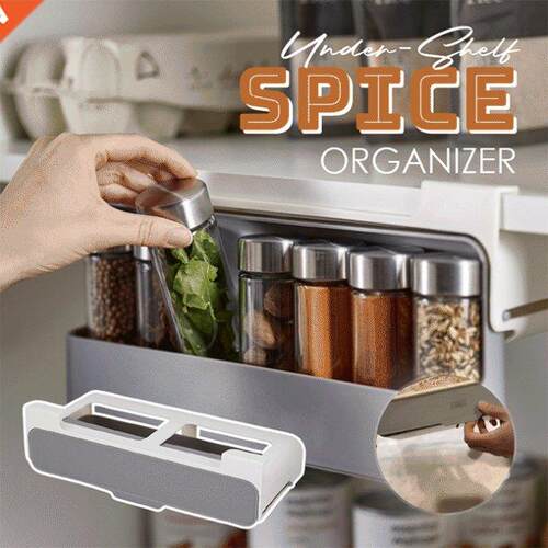 Wall-mounted Under-Shelf Spice Organizer Home Kitchen Self-a