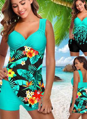 Plus Size Two Pieces Swimsuits Swimwear Women Flower Print S