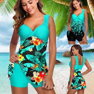 Plus Size Two Pieces Swimsuits Swimwear Women Flower Print S