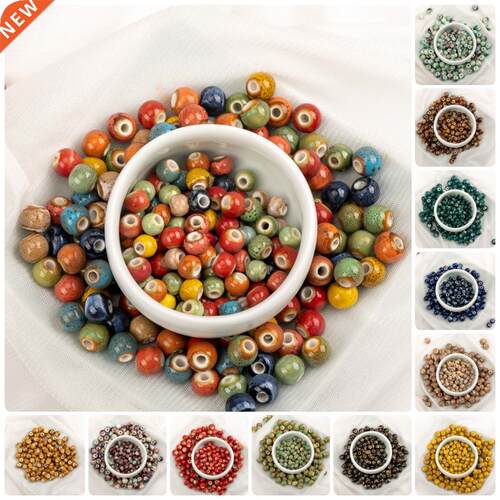 6# 8# 100pcs China Ceramic Colorful Beads Bandmade Procelain
