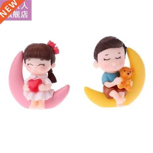 2pcs Moon Couple PVC Romantic Figurines Crt Decorative Orn