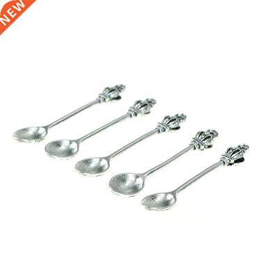 5pcs/lot Flatware metal Gold Slver Coffee Spoon Crown Decor