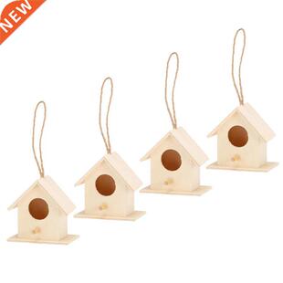4X Wood Bird Nests Hanging Birdhouse Breeding Box Bird Cage