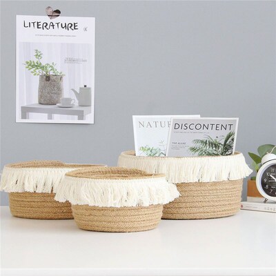 Jute Storage Basket Woven Organize Baskets Nordic Home Cotto