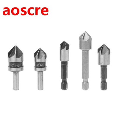 5Pcs 82 Degree Chamfer Angle HSS 5 Flute Countersink Drill B