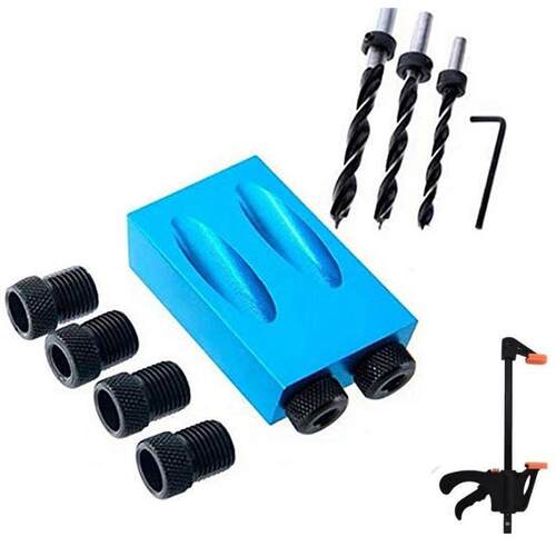 Oblique ?Hole Locator Drill Bits Jig Clamp Kit Aluminium Woo