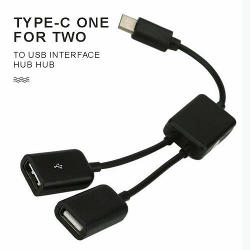 New Type-C Male to Dual Port USB 2.0 Female Hub Adapter Cabl