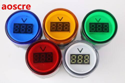 22MM digital AC Voltmeter 60-500V red green yellow blue volt