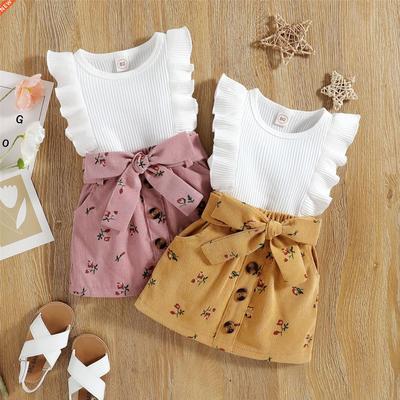 Citgeett Summer Toddler Baby Girls Skirt Set Sleeveless Ruff