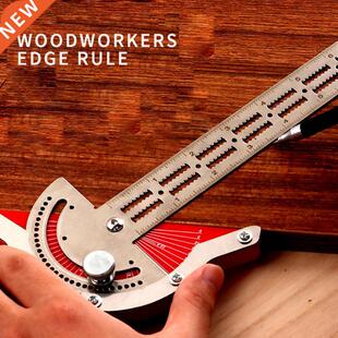 1PCS Woodworkers Edge Rule Protractor Round Head Rotary 1MM