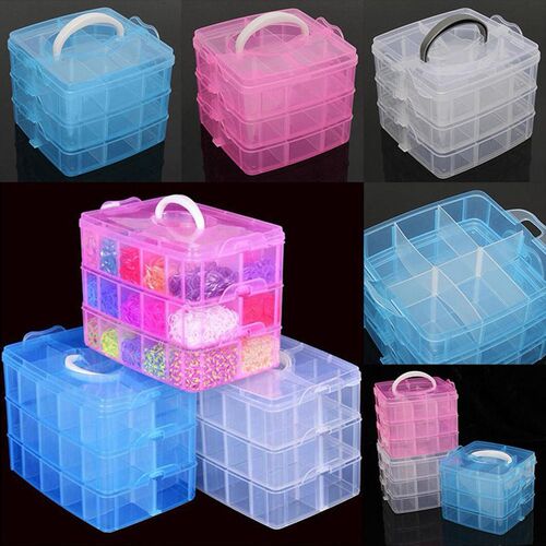 3 Layers 18 Compartments Clear Storage Box Container Jewelry