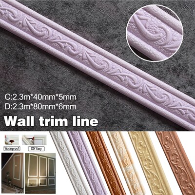 3D Pattern Sticker Wall Trim Line Skirting Border Decoration
