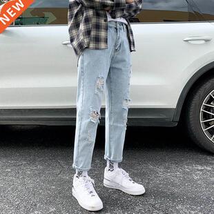 Summer Slim Fit Jeans for Mens Setwear Korean Designer Regul