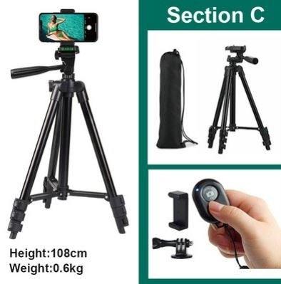Tripod stand for Phone camera Holder mount Bluetooth remote