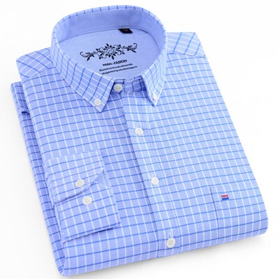 Men's Daily Casual Plaid Checked Oxford Shirts Single Pa