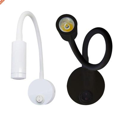 LED Wall Lamp Knob Switch 90-260V 3W Modern Bedroom Bedside
