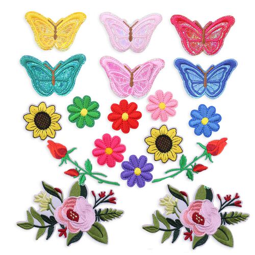 18pcs Embroidery Flower Patch Applique Diy Crafts Stiker Jea