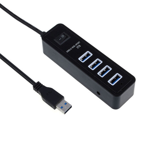 4 Ports USB 3.0 HUB With On/Off Switch Adapter For Laptop De
