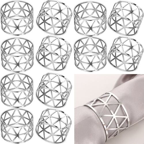 12Pcs Alloy Hollow Out Napkin Rings West Dinner Napkin Stora