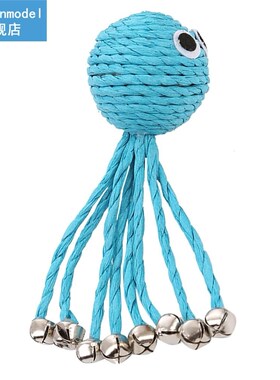 Dog Cat Bell Toy Blue Paper Rope Octopus Shape Lovely and Pl