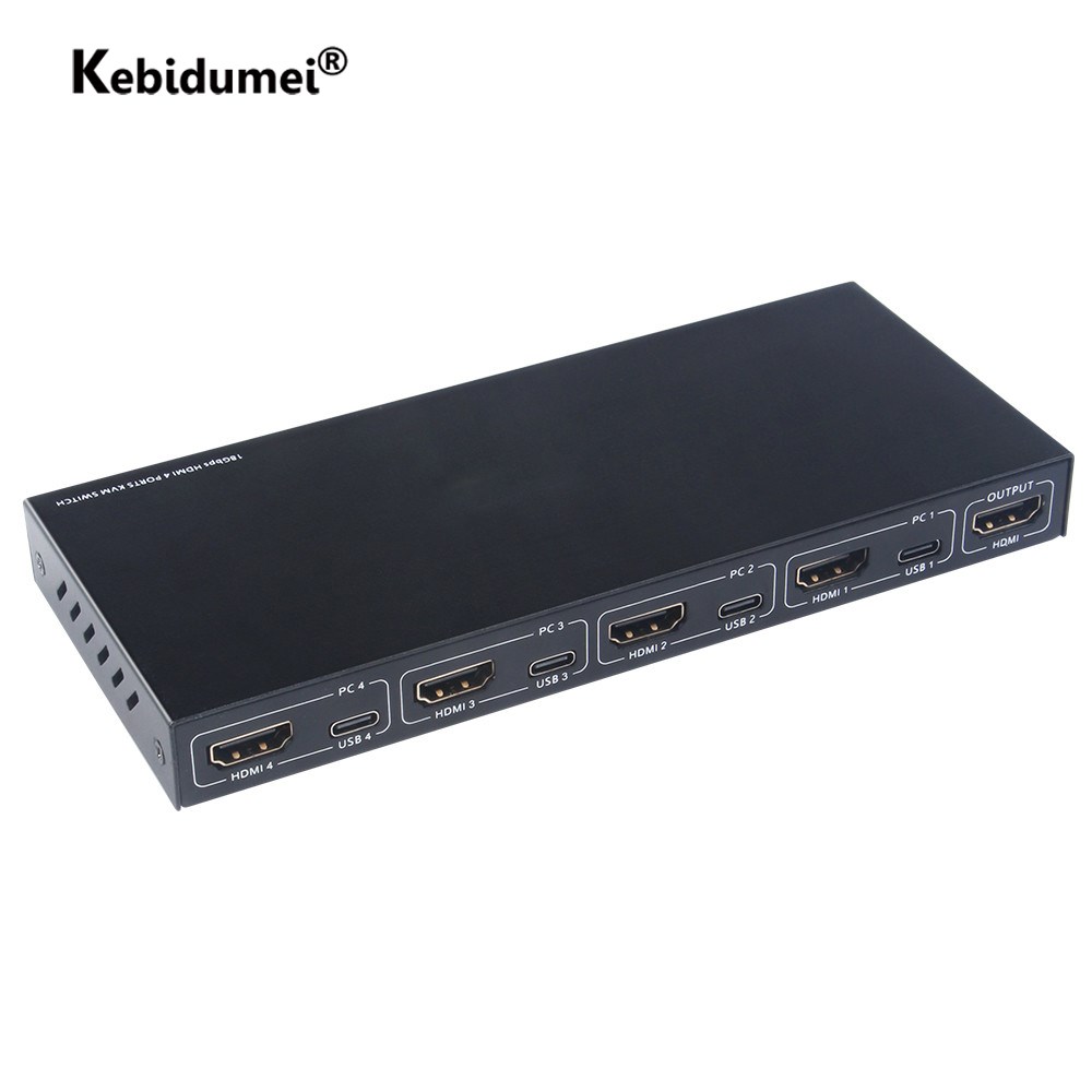 4 IN 1 Out HDMI KVM Switcher 4K Video Display HDMI Type C U