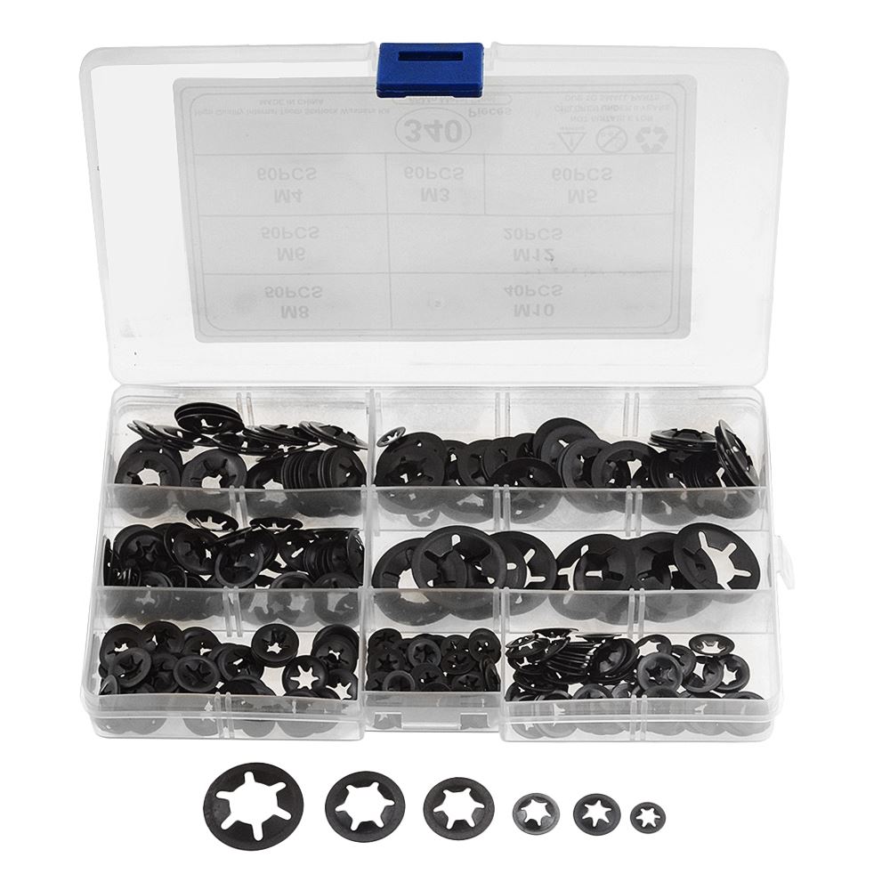 340PCS/BOX M3-M12 Internal Tooth Starlock Washers Quick Spe