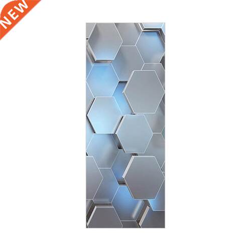 449C 3D View Hexagon Door Sticker Peel and Stick Wallpaper W