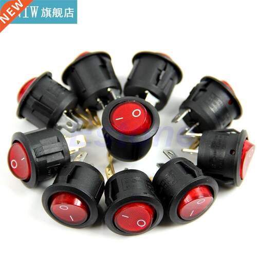 Car Auto Round Button Dot Boat Rocker Switch AC 6A/250V Red