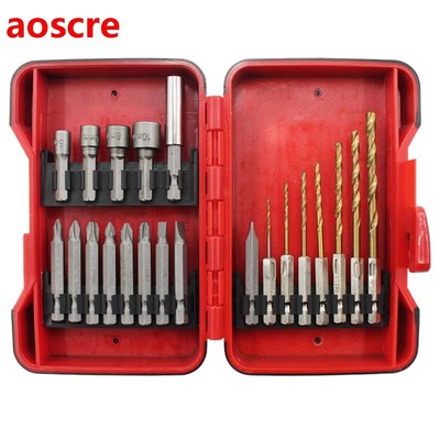 21pcs Socket  Bits  Twist Drill Set with Storage Case 5pcs