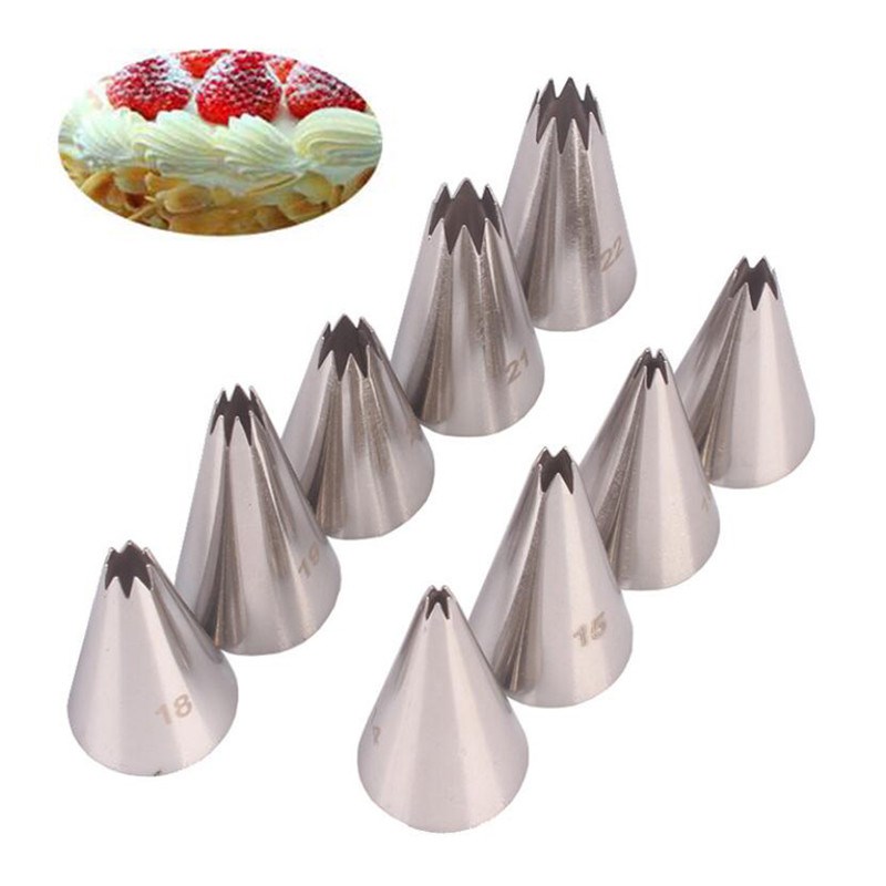 9Pcs/Set Open Star Cream Piping Nozzles Cake Decorating Set