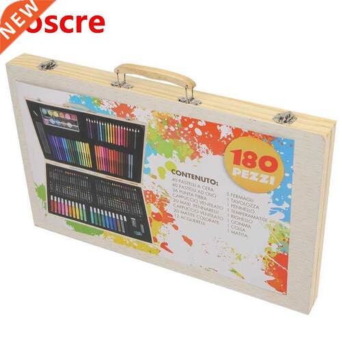 Childrens Drawing Kit Painting Set with Wooden Box Oil Paste
