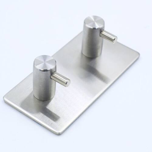 Stainless Steel No Drilling Double Hook Bathroom Clothes Coa