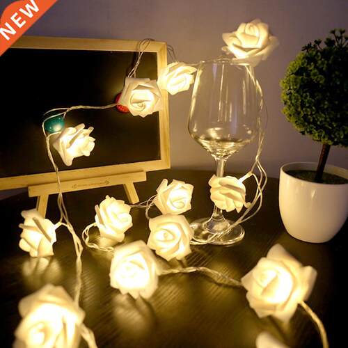 20 LED Rose Flower String Lights USB Power Floral Christmas