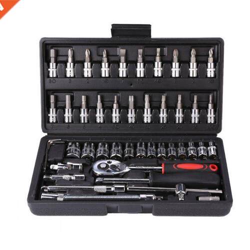 46pcs Carbon Wrench Set Steel Mirror Socket Combination Set