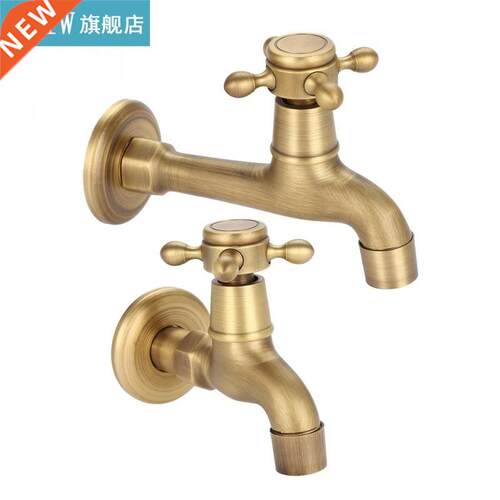 Wall Mounted Vintage Brass Faucet Single Cold Water Tap For