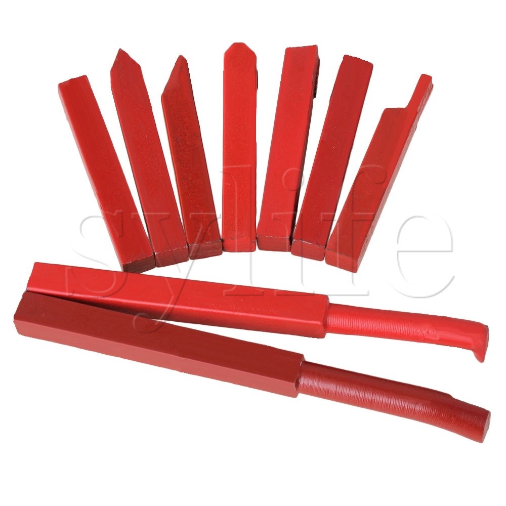 9 x Red Iron Lathe Turnning Tool w/YW1 Alloy Tool Bit 10x10m